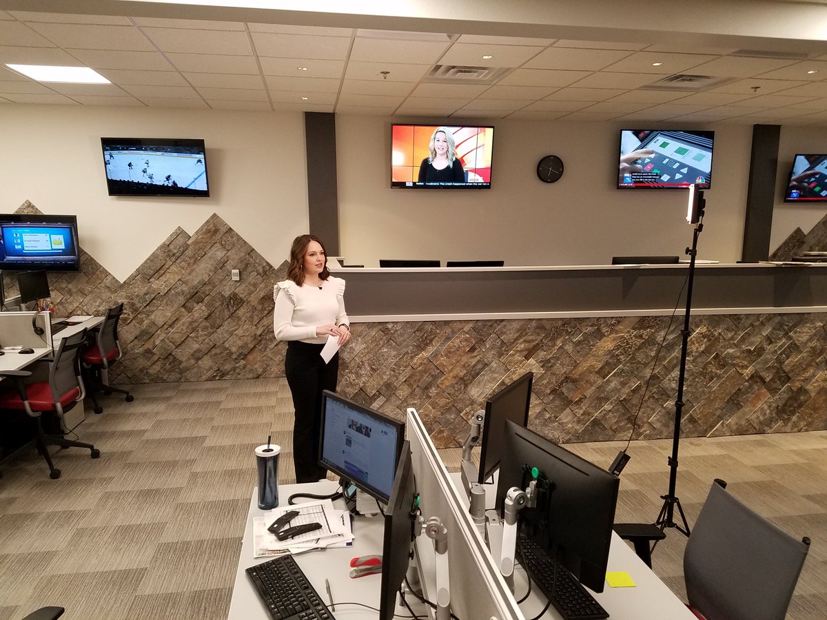 StephanyBeshara's tweet photo. First newsroom live shot. @mhjonesKOTA has a story to warm your heart on this snowy Friday! Elementary students at @corraldrive doing this own news! @rcschools #SkylineStudio #GMKT #KOTANews https://t.co/SsMkDZMrTO