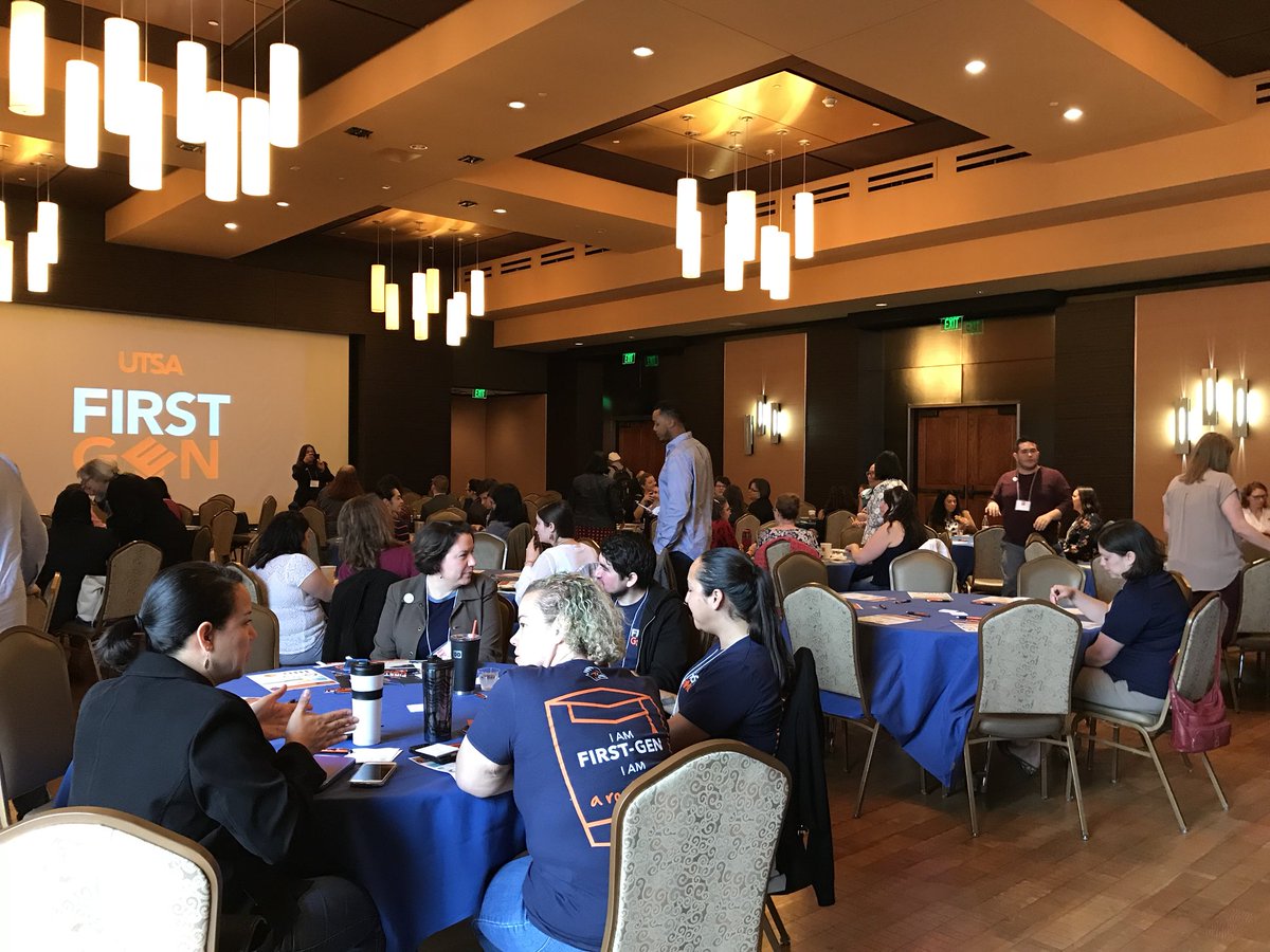 UTSA's tweet image. Today’s First-Gen Institute is off to a great start, ’Runners. Stop by the Student Union Denman Room to learn how UTSA is strengthening the first-gen experience. #UTSA #FirstGenUTSA #FirstGenPride #FirstGenOrgullo #FirstGenRunners #CelebrateFirstGen @utsa_first2go
