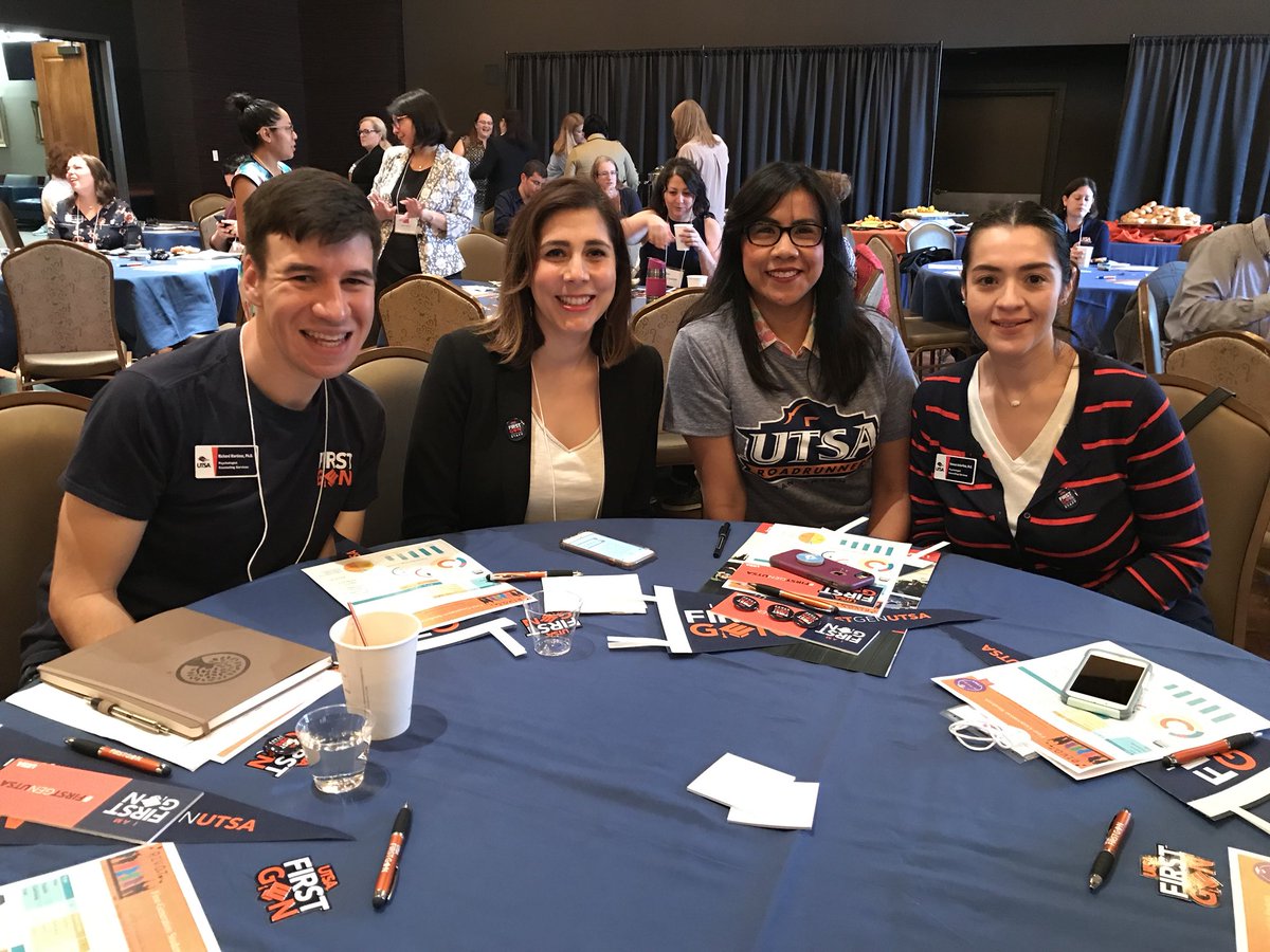UTSA's tweet image. Today’s First-Gen Institute is off to a great start, ’Runners. Stop by the Student Union Denman Room to learn how UTSA is strengthening the first-gen experience. #UTSA #FirstGenUTSA #FirstGenPride #FirstGenOrgullo #FirstGenRunners #CelebrateFirstGen @utsa_first2go