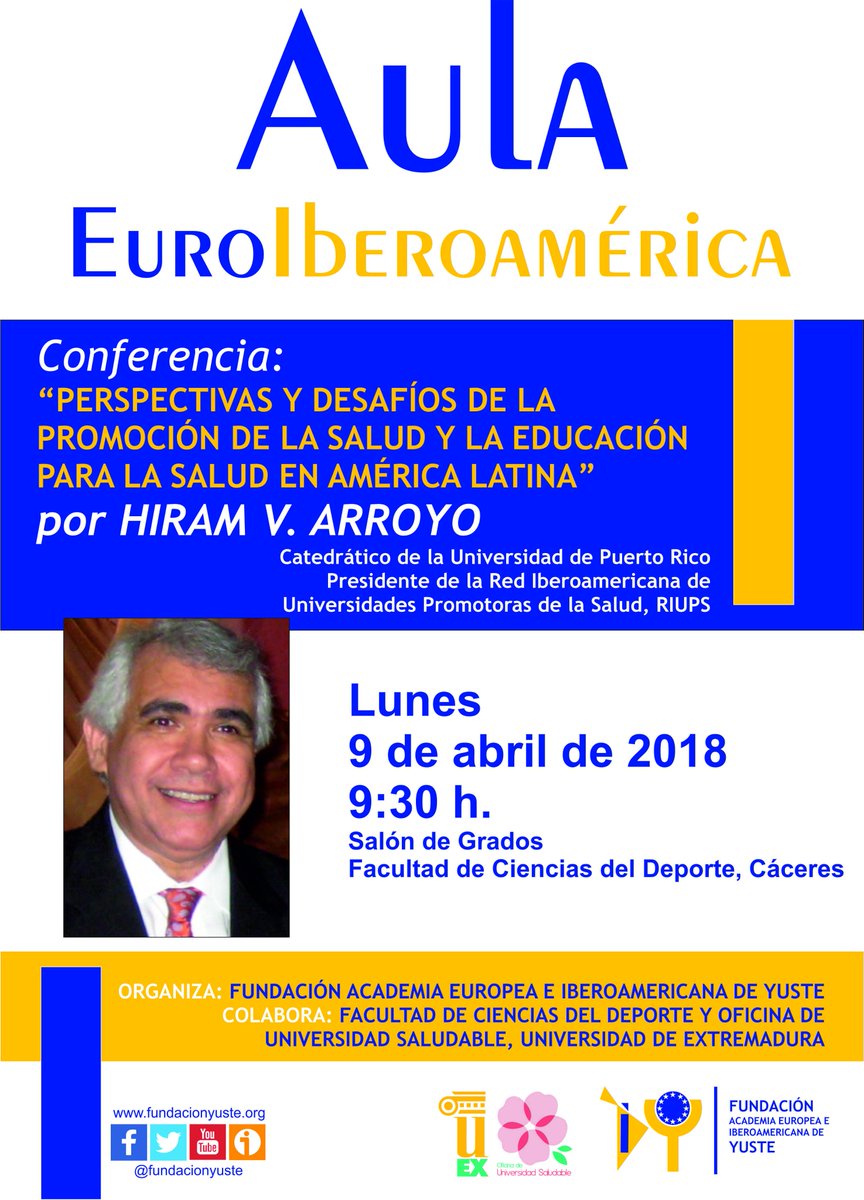 Aprovechando que mañana es el #DíadelaSalud, os recordamos esta conferencia que hemos organizado dentro de nuestro programa #AulaEuroIberoamérica  bit.ly/2Ep1a0p