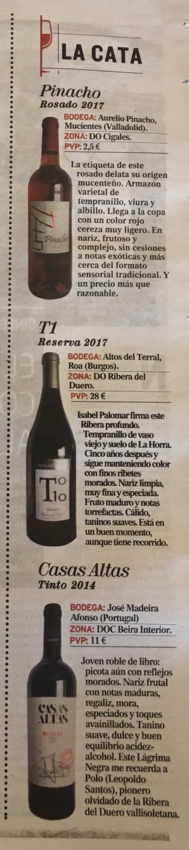 JavierPerezARGI's tweet photo. Como todos los viernes selecciono los tres vinos de la semana en mis #CataJPA en @LaPosadaElMundo de @DiarioCyLMundo https://t.co/VEk7iItORZ