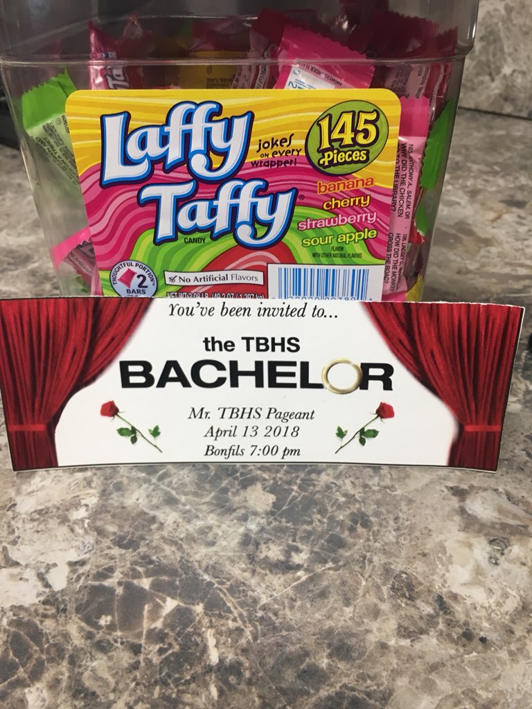 TBHS_DECA's tweet photo. Come Laffy your Taffy at Mr.TBHS! Buy a ticket for $8 during one of your lunch shifts and you can get a Laffy Taffy https://t.co/FUpJmdlujS