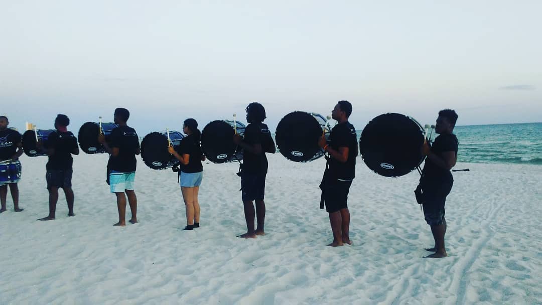 WolfsPercussion's tweet photo. Arrived in PCB early yesterday, after touring FAMU, so we decided to rehearse before the comp today. But, it's still Spring Break so we had to hit the beach at least once. Which could only mean one thing: DRUMS ON THE BEACH! #SpringBreakCollegeTour #CREAMPercussion https://t.co/4QFTJOfHbH
