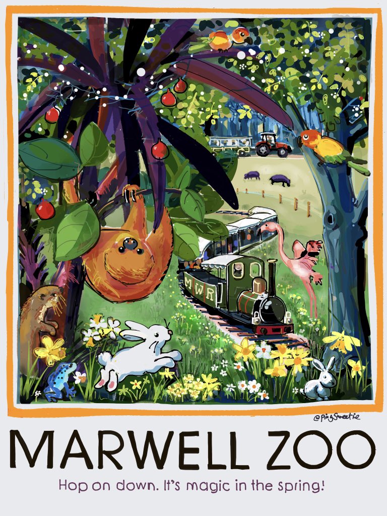 Spring has SPRUNG at the zoo today everyone is out and about! Fancy an ice cream <a href="/tararussell/">Tara Russell</a> ? <a href="/Marwellwildlife/">Marwell Wildlife</a> #illustration #madewithpaper