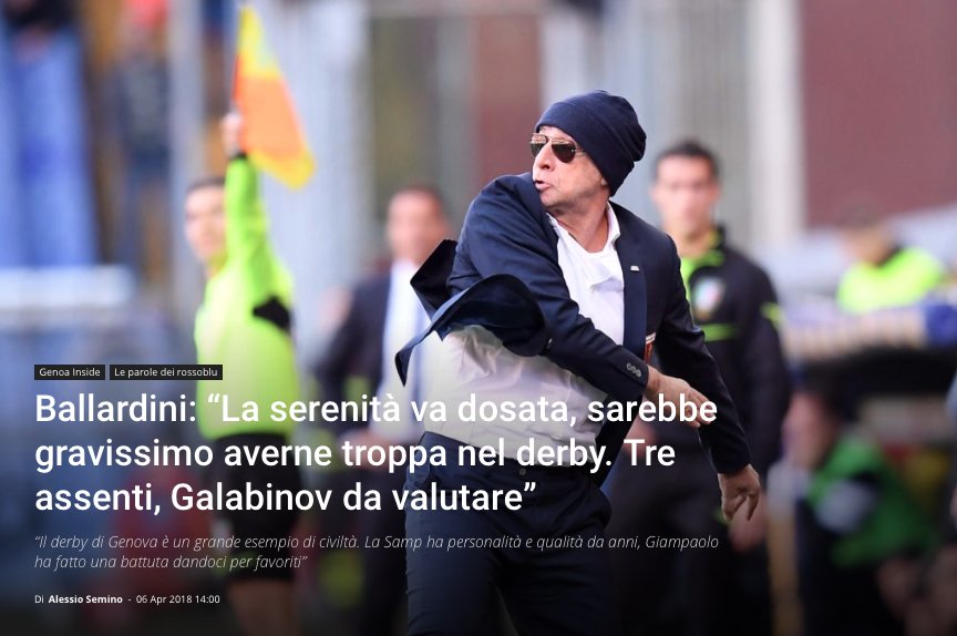 buoncalcio's tweet photo. 🗣️🎙️ #Ballardini #Genoa #Sampdoria #derby #SAMGEN https://t.co/M0BtP20j6N