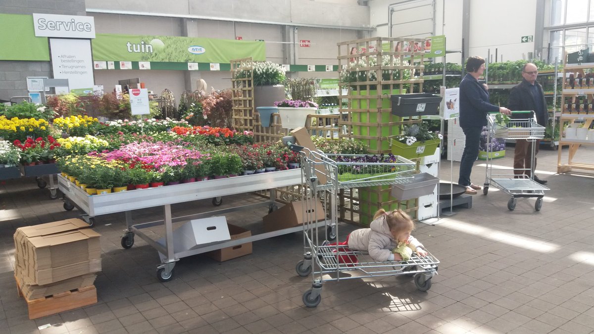 rob_televisie's tweet photo. Daar is de lente, daar is de zon! En dat voelen onze regiogenoten maar al te goed. Ze trekken massaal naar de winkel om de lente in huis te halen zoals hier in de @AVEVE #Wilsele. #robnieuws #robtv https://t.co/dPpOCGcJSO