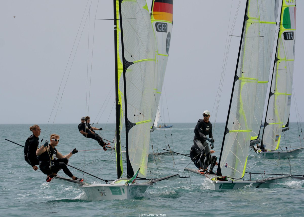 RegatistasRV's tweet photo. 49º #SofíaIberostar 5ªJ. @49erSailing GRUPO ORO 15ªR. Excelente victoria de @alonso49er @rcar_es que los sitúa sextos con opciones de podio en la jornada final de mañana de las Medal Race. @TrofeoSofia @cnarenal @oficial_rfev @RCNPalma @cmsapmallorca https://t.co/EKwslujzdu