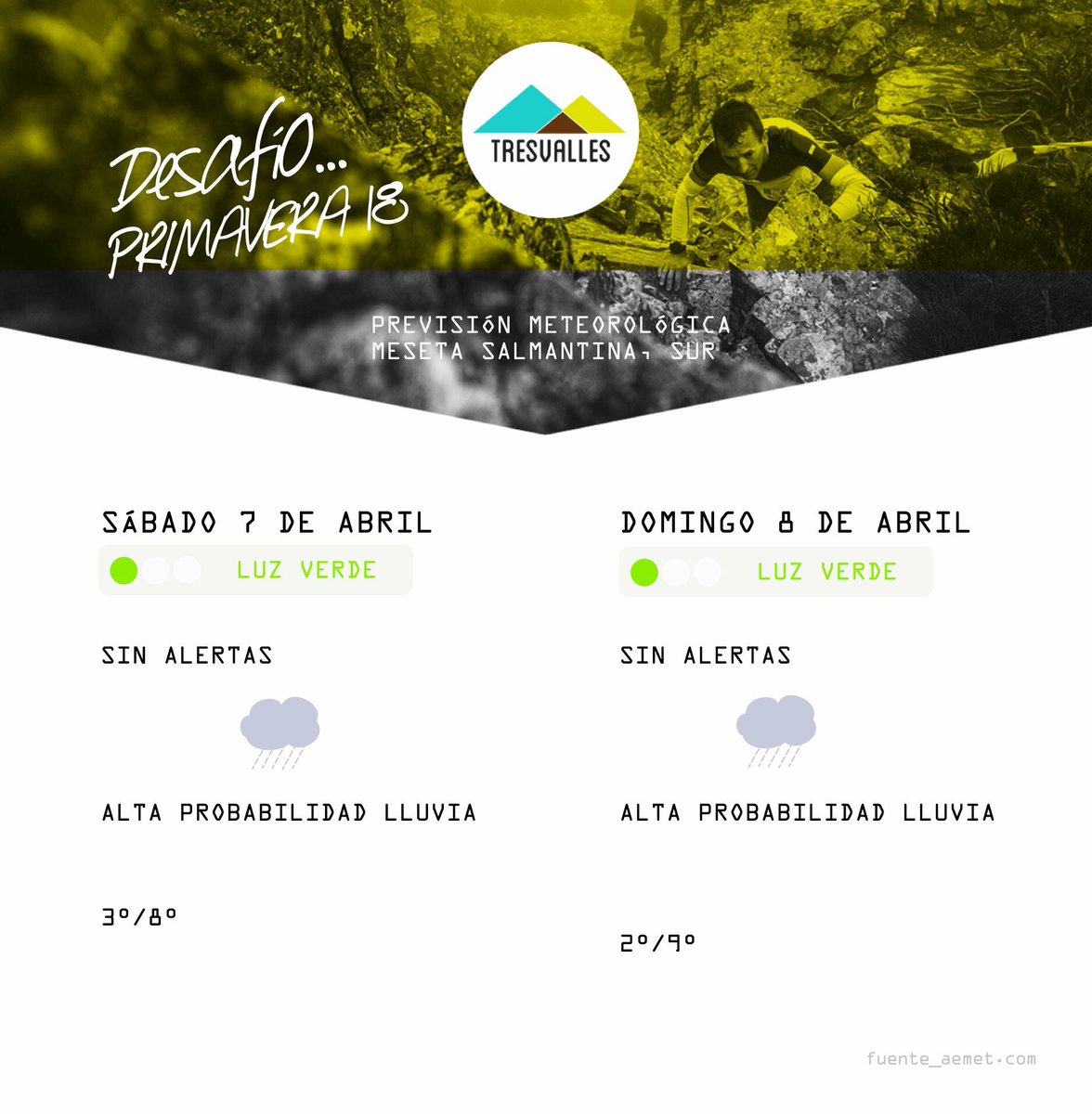 TRESVALLES_'s tweet photo. #DesafíoPrimavera ···· Previsión Meteorológica en La Sierra de Francia durante el fin de semana. #singingintherain 🌧️🌧️🌧️🌧️
#werunintothewild #comeon https://t.co/2gkbvTeqLS