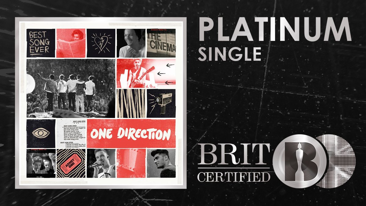 BRITs's tweet photo. Those @onedirection boys are still scooping awards - ‘Best Song Ever’ is #BRITcertified Platinum! 🇬🇧💿 https://t.co/APTq8hzFEl