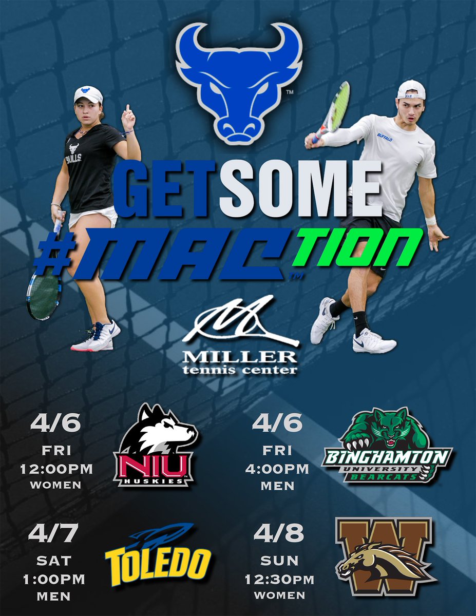 UBAthletics's tweet photo. The big weekend of UB Tennis gets underway in just a few hours.  @ubwomentennis hosts NIU at 12pm and @UBmenstennis hosts Binghamton at 4pm all at @millertennis #UBhornsUP https://t.co/VQMJGHWyVf