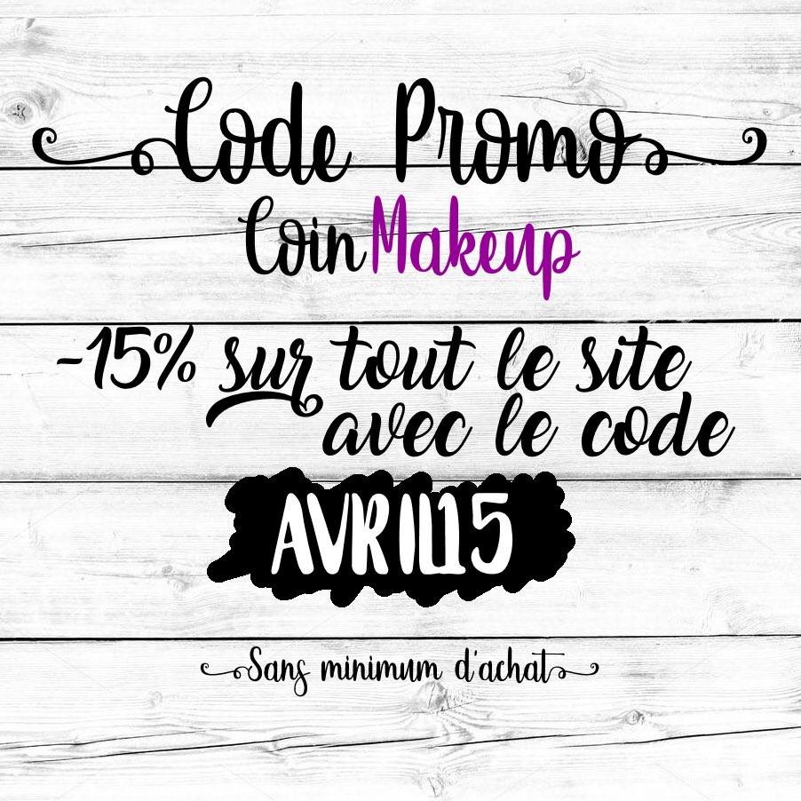 CoinMakeup's tweet image. 📢📢ALERTE Code Promo sur CoinMakeup 💸💸-15% de remise sur tout le site avec le code promo AVRIL15 !!!! 😱😱😱😱 valable jusqu'au 08/04/18 minuit sans minimum d'achat 😉 #coinmakeup #codepromo #codereduc #bonplan #remise