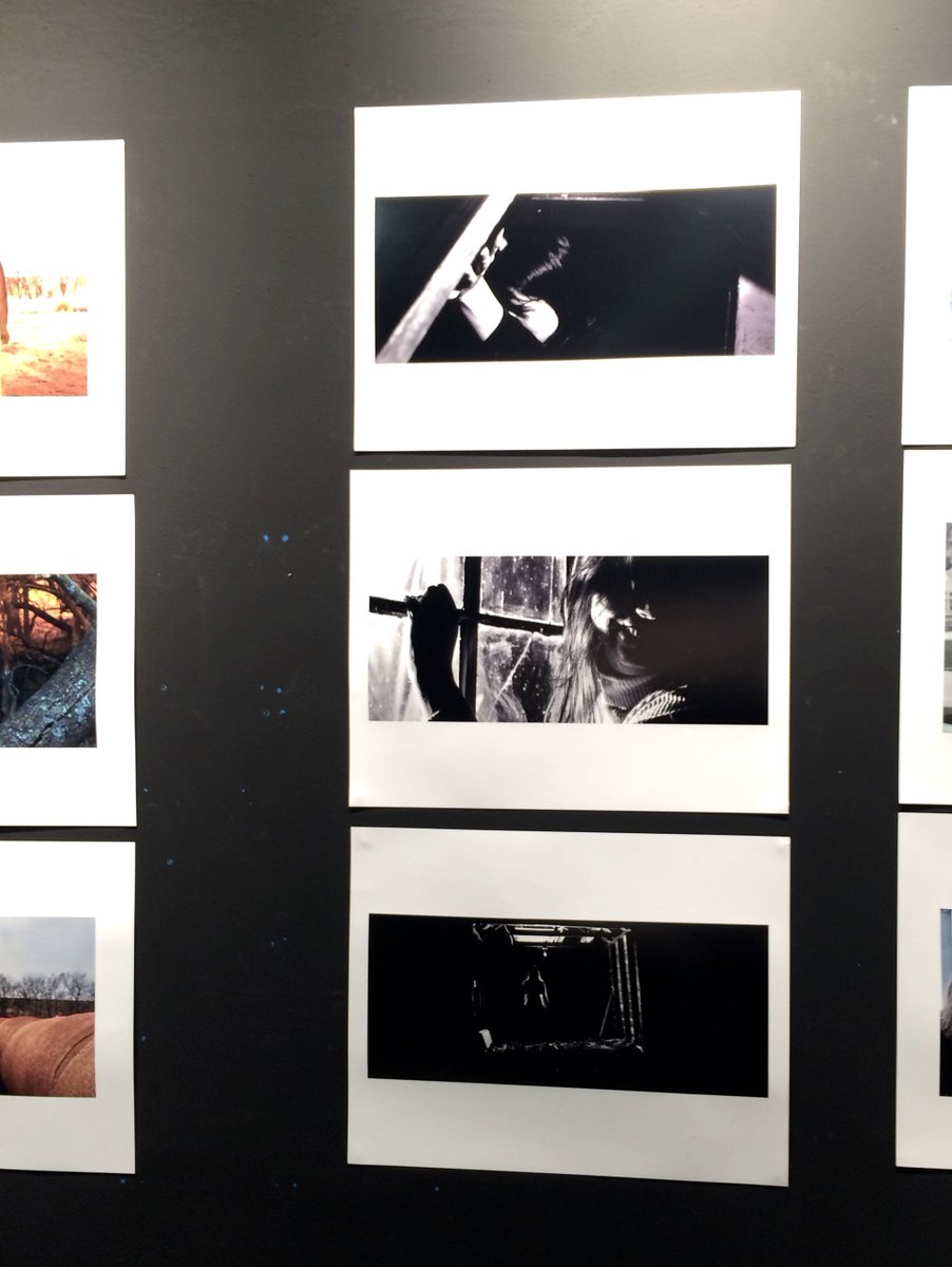 KStateArtDept's tweet photo. Photo 2 students read about “The Gaze", semiotics, rhetoric &amp; genres. They choose a cinematic genre &amp; practiced photographing in a constructed cinematic mode. On a technical level they are controlling lighting &amp; using gels/color overlays to control mood #KState #artdept #ART563 https://t.co/emkqPZFkNH