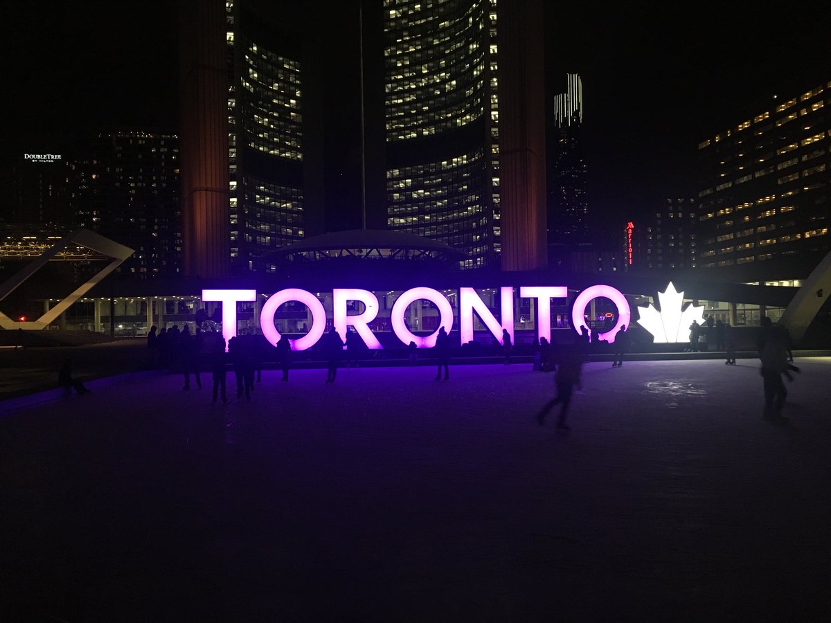 JohnTory's tweet photo. On behalf of the CAMH Foundation, the Toronto sign will be lit purple today to raise awareness for de-stigmatizing mental illness. We all play a role in raising awareness and openly discussing mental health issues. https://t.co/goisyKrZAV