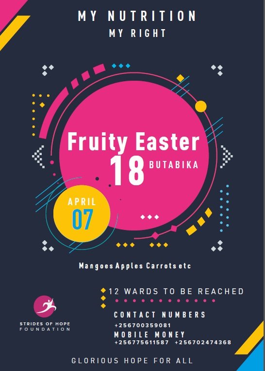 SoHope: 1 DAY TO GO
The D-Day is just 24 hours away. We invite you to join us at Butabika 11am to reach out to 1000patients during the FruityEaster18. See you.