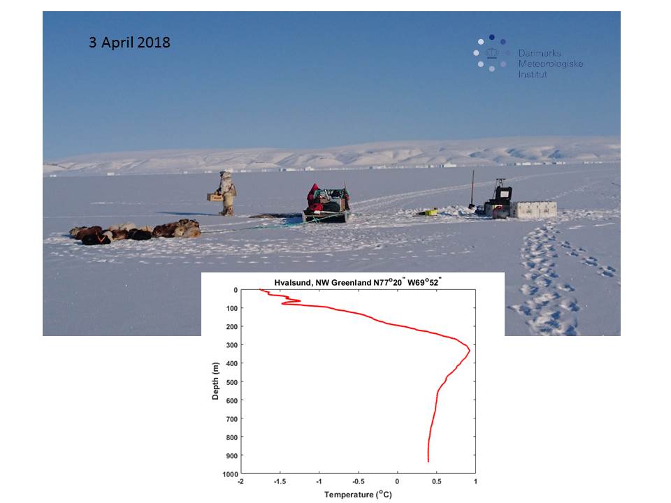 SteffenMalskaer's tweet image. Inuit hunters measuring the ocean heat content in Hvalsund, NW Greenland in collaboration with #dmidk.  A contributing to #YOPP #polarprediction and to documenting #Arctic #ClimateChange including ocean interaction with #Greenland glaciers.