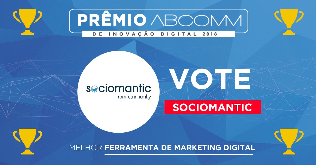 sociomantic_BR's tweet image. Ultimo dia para vote em nos como Melhor Ferramenta de Marketing Digital 2018 em LATAM no #ABComm Awards! Contamos com seu apoio! bit.ly/2qbHhoj
