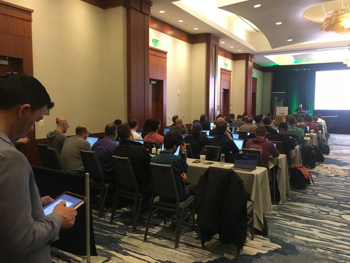 Standing room only at <a href="/TheMikeKatz/">Michael Katz</a>’s Architecting Modules tutorial at #RWDevCon