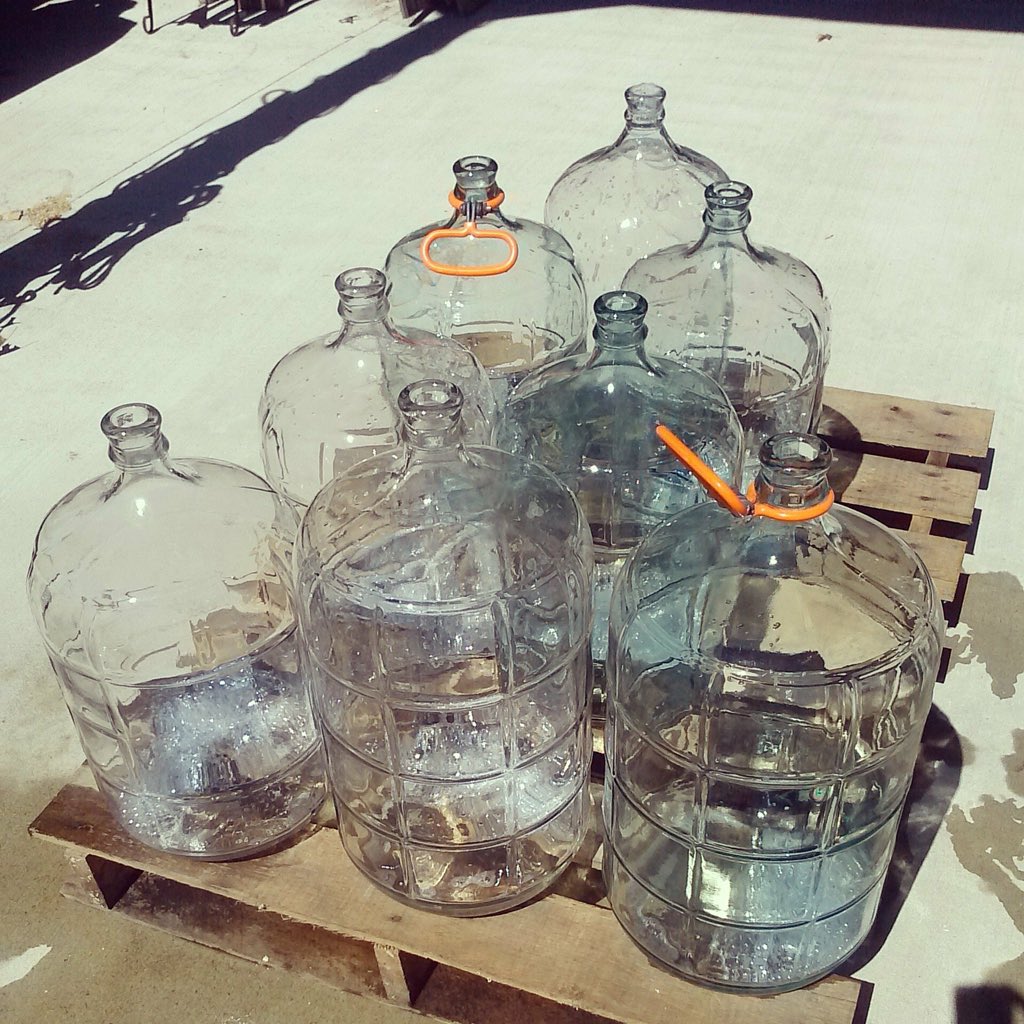 Cleaning carbouys to fill with our 2017 Chardonnay! #farmtoglass #massachusettsgrown #familyfarm #wine #drinklocal