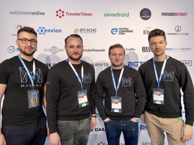 MADANA_HQ's tweet photo. The #MADANA team at the #c3cryptoconference meeting new business partners and engaging with the German #cryptocommunity @c3wide https://t.co/69IDzvUuUB