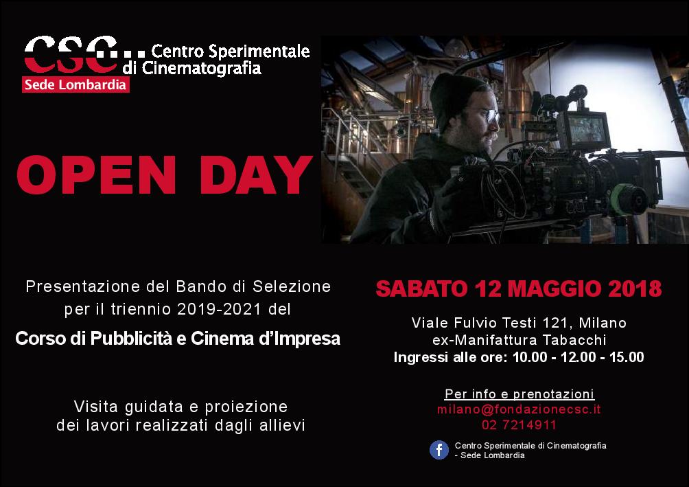 Open Day: vieni a trovarci sabato 12 maggio!! #openday #milanoperilcinema #csc