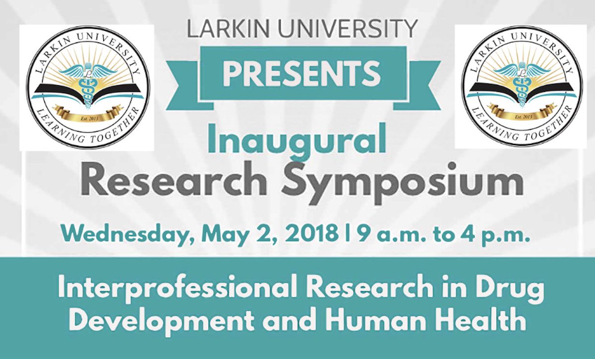 Larkin University (@larkininstitute) on Twitter photo Larkin University presents the Inaugural Research Symposium.
Our guests speakers are Dr. Olma Militano and Dr. Lourdes Soto de Laurido. Topic is Interprofessional Research in Drug Development and Human Health. 
To RSVP and more information visit goo.gl/ktMrdX Larkin University presents the Inaugural Research Symposium.
Our guests speakers are Dr. Olma Militano and Dr. Lourdes Soto de Laurido. Topic is Interprofessional Research in Drug Development and Human Health. 
To RSVP and more information visit goo.gl/ktMrdX