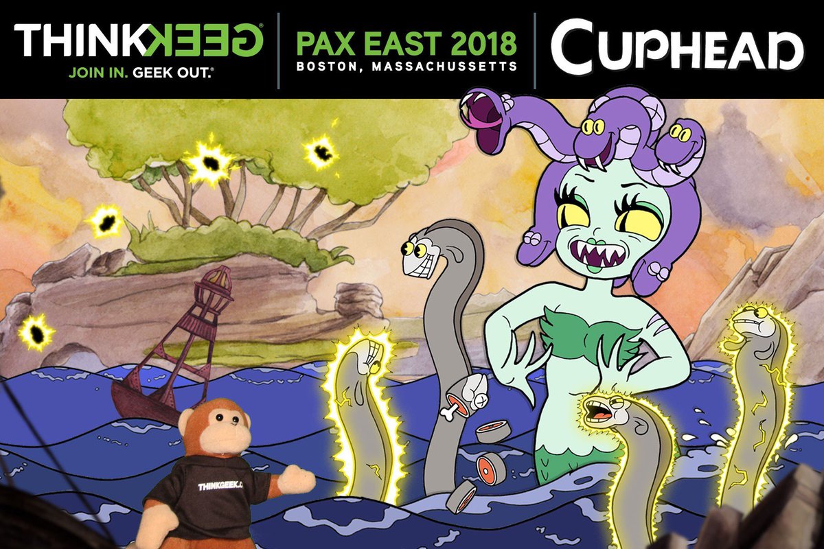 thinkgeek's tweet photo. Timmyβs got a deal for you at #PAXEast booth 15090! Come trade your soul for awesome merch, free pins, and a photo with your favorite Cuphead villain! Free Pin Quest: Show the Away Team you follow us on social! #ThinkGeekCuphead https://t.co/ahFc70eo27