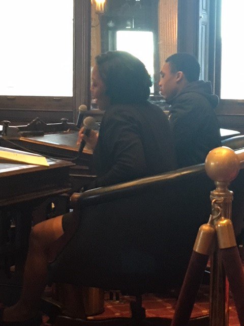 CollegeBoundFnd's tweet image. Scenes from yesterday's City Council Education and Youth Committee hearing.  Resolution passed by committee thanks to a room packed with supporters + testimony from alumni, principals, parents, City Schools, community members.