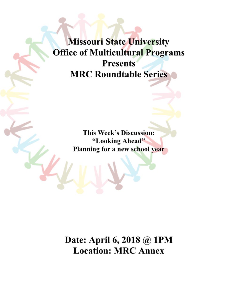 mostatemp's tweet photo. Join us for the return of #MRCRoundTables TODAY at 1pm in the MRC Annex - Refreshments will be served #BearsOfDifference #BearsWhoLead #MulticulturalLeadership https://t.co/SHyWvcjxp9