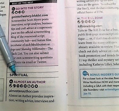 Sally_Matheny's tweet image. Kudos to my wonderful agent, @cyleyoung. His website @A3writers Almost an Author made @WritersDigest list of top 101 websites for writers. Go, Cyle!