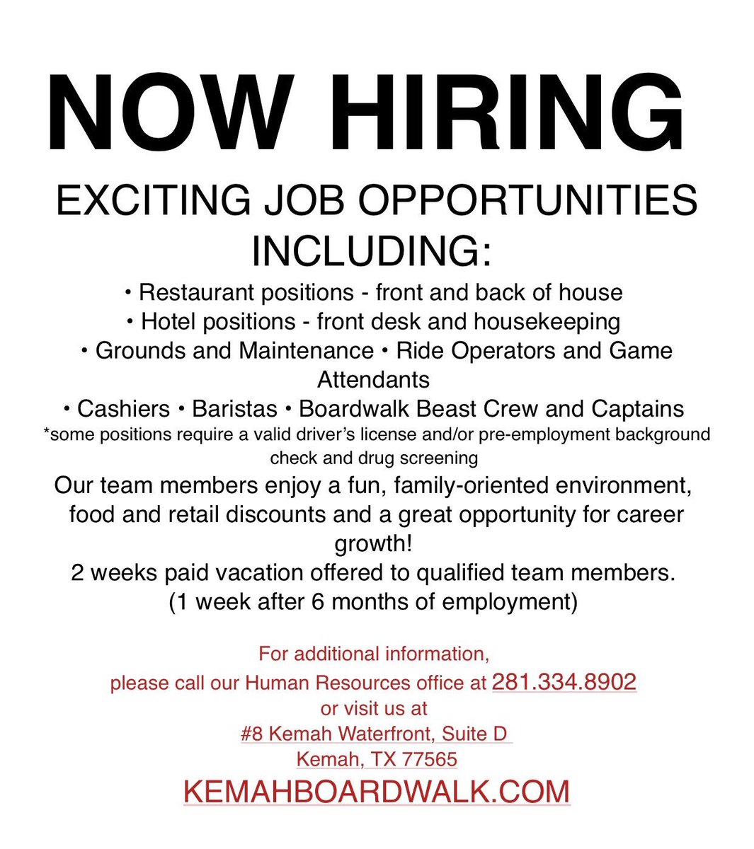 Here is information on job opportunities in Kemah...