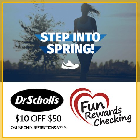 MarquetteBank's tweet photo. #FunRewardsChecking Featured Savings: Get $10 off any $50 purchase of @drscholls_shoes for FunRewards Checking customers >> https://t.co/Xc3gMgVsd1 #DoesYourBankDoThis #CommunityBankingMonth #BankLocal https://t.co/nNz5o0BEzx