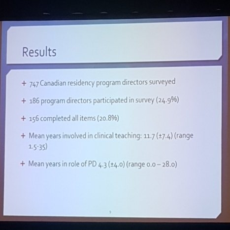 phdhpe's tweet photo. Doja et al surveyed 186 program directors, including someone who has been a program director for 28 years. Doja quips this perso is a deserves an award.
#MMDay2018
#meded https://t.co/jwqXTFOi0q