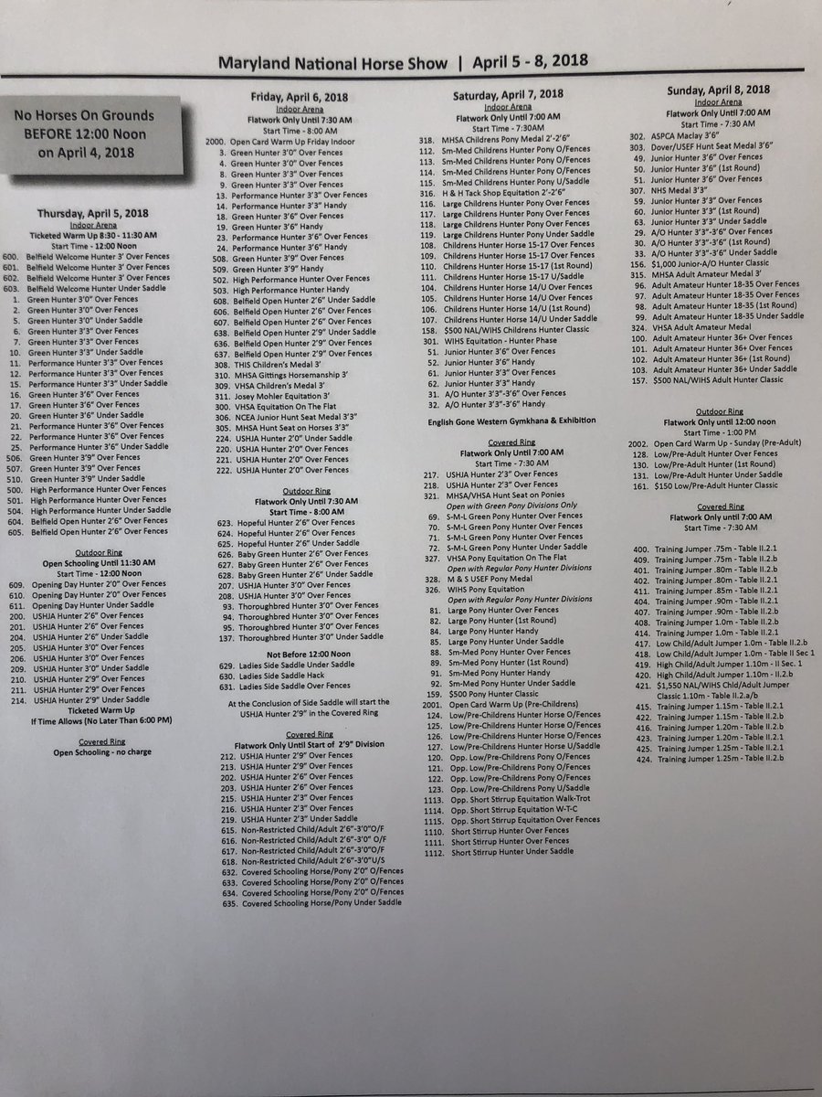 Schedule change for Maryland National