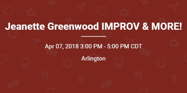 headlinementors's tweet photo. Register for Jeanette Greenwood IMPROV &amp; MORE!, Apr 7-14, 2018, Arlington, TX #improveandmore https://t.co/KAW1NhRc5S https://t.co/1IC8nxvUlQ