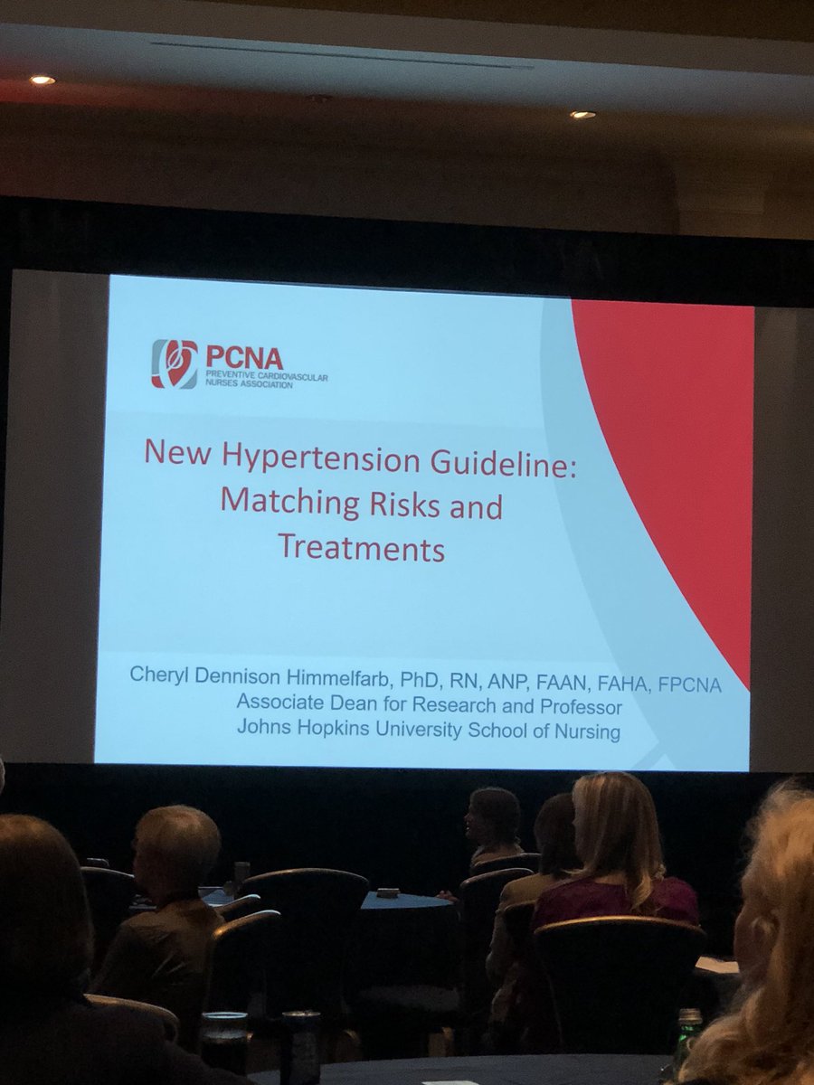 ycommodore's tweet photo. Great session on the new #HTN guidelines by @CDH_JHU at #PCNA2018 @JHUNursing https://t.co/EDGavbefg9