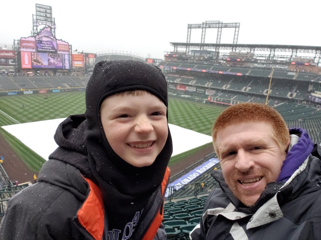 theKaerey's tweet photo. #ILoveCoorsField Little man's 10th Straight Opening Day! https://t.co/mYHqzoZ7ju