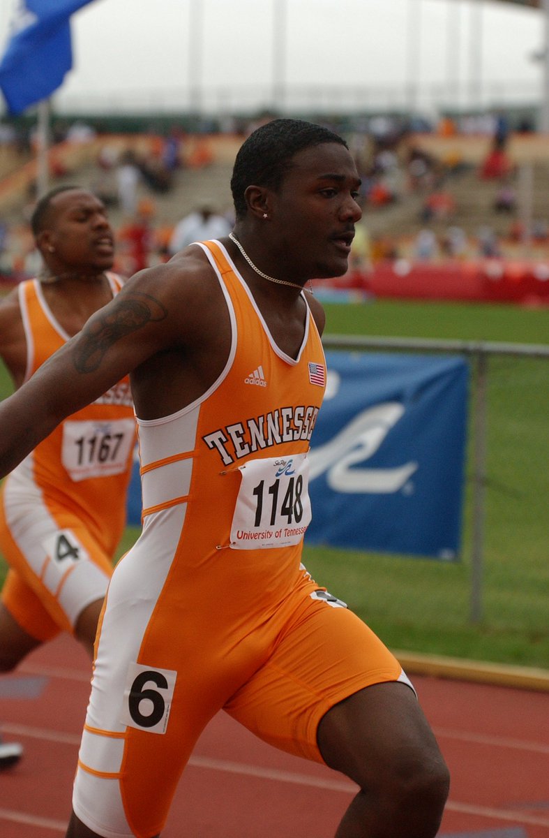 Vol_Track's tweet photo. ⏪ RELAY REWIND 

Justin Gatlin, making his returning to next week's Tennessee Relays, still holds the meet &amp; track record in the 200m (20.06; 2002). https://t.co/6Ao6W1ZBby