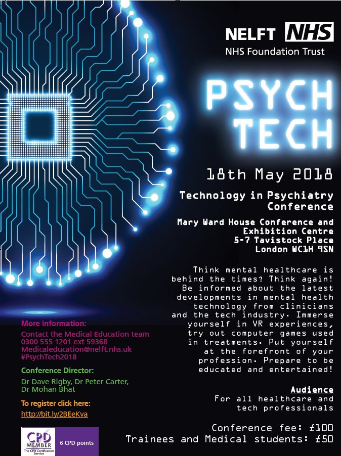 NELFT's tweet image. Prepare to be educated and entertained as we showcase the latest innovations in #mentalhealth tech from the world of #healthcare at our #PsychTech conference on May 18

Book your tickets now 👇

eventbrite.co.uk/e/psychtech-20…