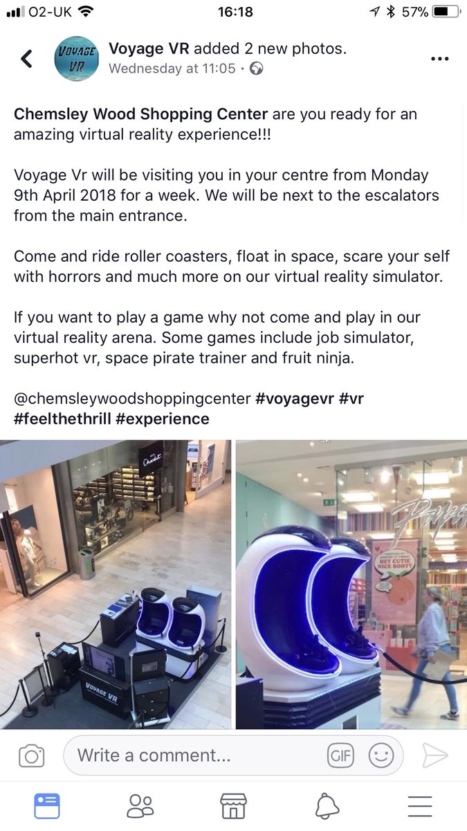 Voyagevr2's tweet photo. #chemsleywood #shoppingcentre #Birmingham #vr #vrexperience https://t.co/opjHQHvcoo