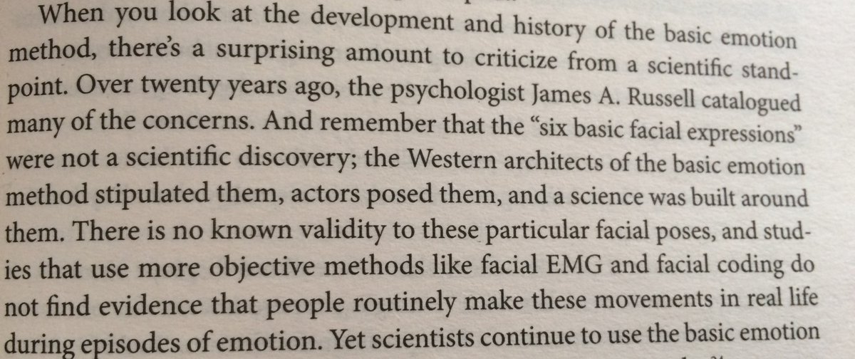 philbarden's tweet image. Serious questions about the validity of &apos;universal emotions&apos;. What will #facialcoding companies do now?! From &apos;How Emotions Are Made&apos; by @LFeldmanBarrett