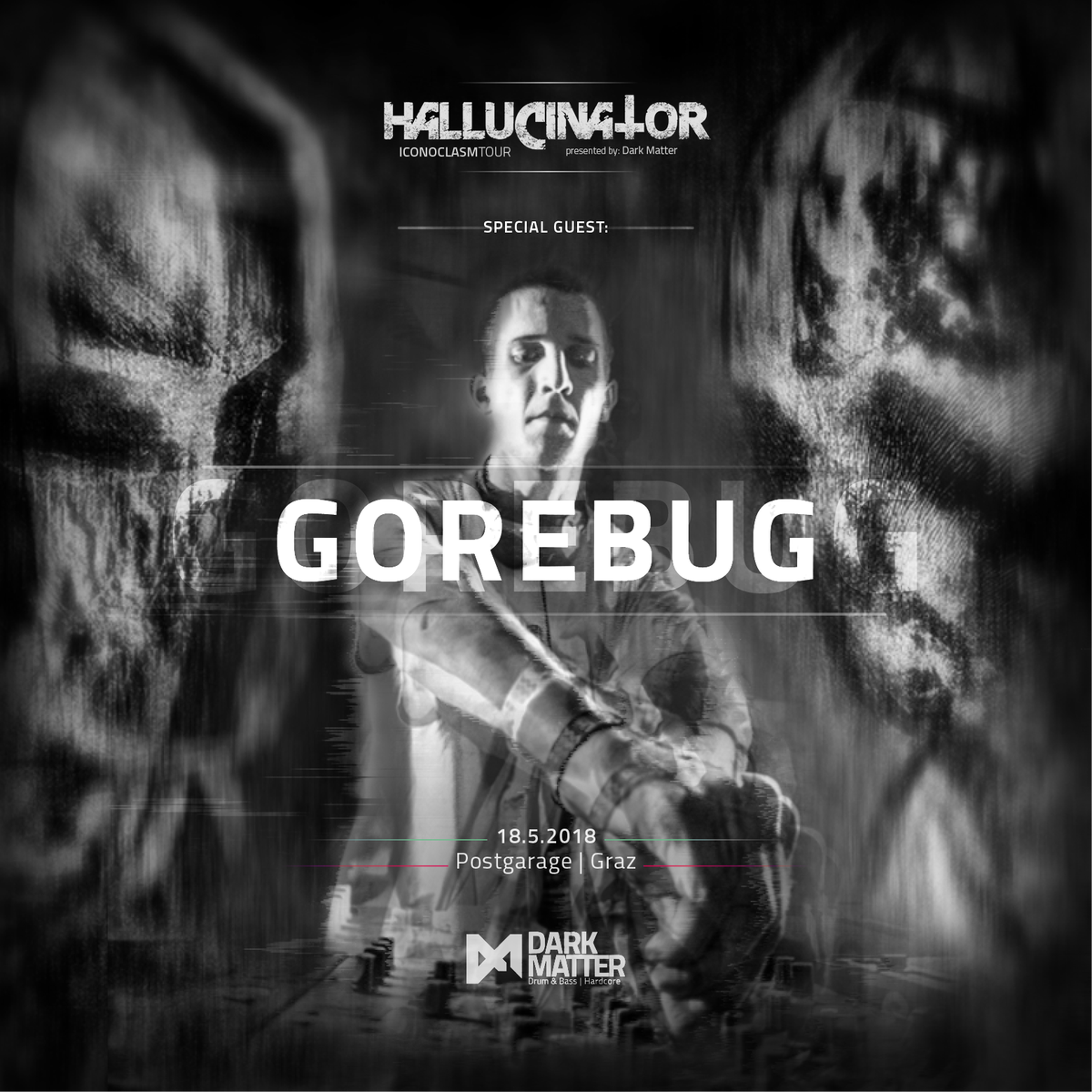 darkmattergraz's tweet photo. We proudly announce our 2nd Headliner GOREBUG . The slovakian DJ and producer will penetrate your eardrums with some filthy Drum'n'Bass & crossbreed π₯π #hallucinator #prspct ##iconoclasm #gorebug #hardcoremusic #drumandbass ##darkmatter ##hardcore ##crossbreed #neurofunk https://t.co/RDx5MOjWSK