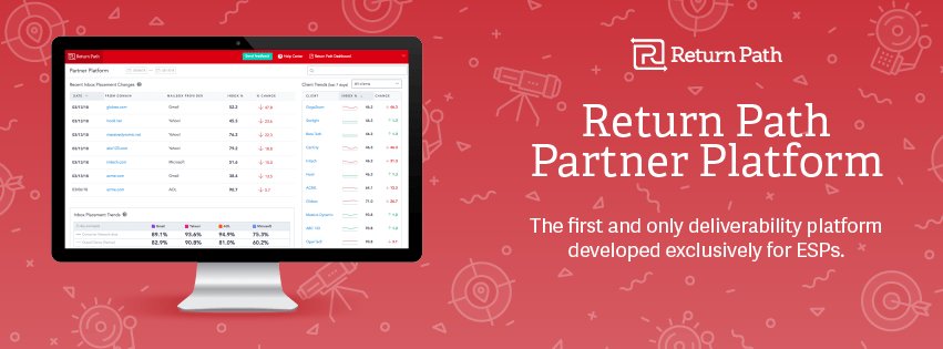 The <a href="/ReturnPath/">ReturnPath from Validity</a> Partner Platform is the first deliverability platform designed specifically for ESPs to proactively monitor and diagnose deliverability issues across all clients’ email programs. rtpth.co/2DYEtjo