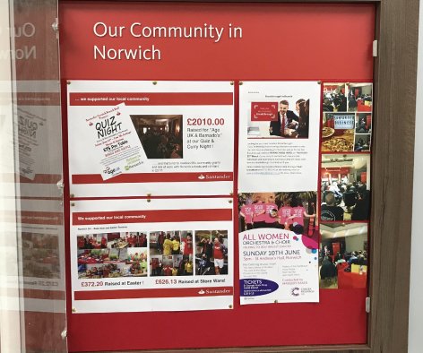 AllWomenOC's tweet photo. We have had a busy day delivering posters around #Norwich, thank you to the manager of #Sandander, The Bell, Orford Hill for putting us on their community board. https://t.co/eOMhNcwrmr @santanderuk @CR_UK #Norwich #Event https://t.co/j4E2Zg0STg