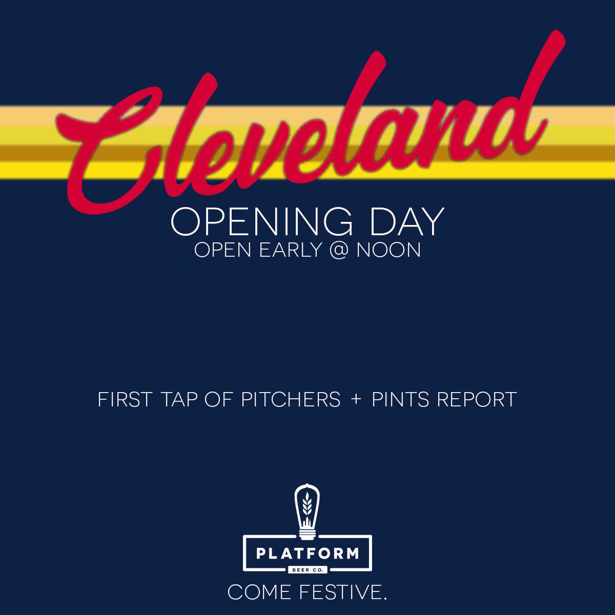 PlatformBeerco's tweet photo. Open at Noon! 5 new drafts on plus a firkin tapping at 1:00. #OpeningDayCLE https://t.co/vO5UbilITg