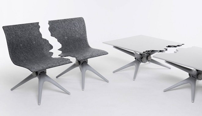 The "Fractured" line of furniture, a collaboration of Pentatonic and Snarkitecture, is made entirely with #aluminium and other recycled materials. aluminiumleader.com/focus/trash_to…