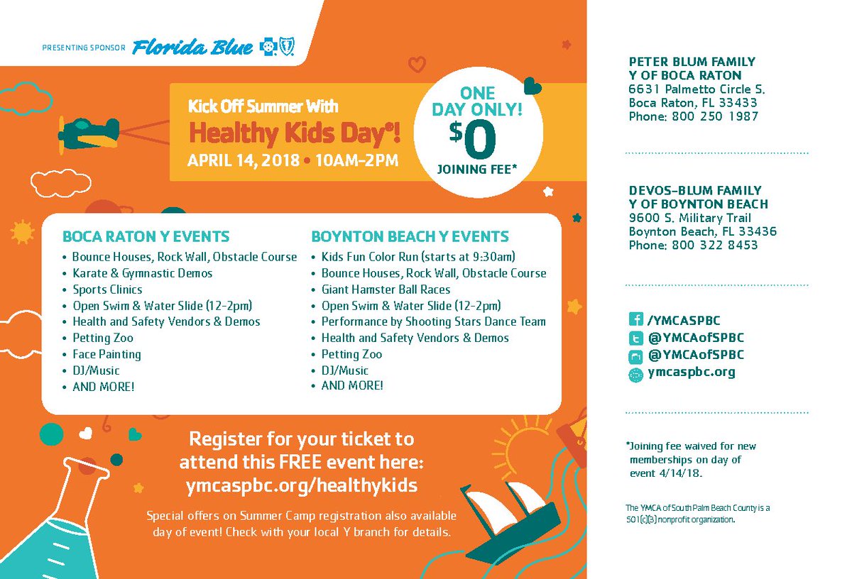 getyourspark's tweet photo. Healthy Kids Day 2018 - Saturday 4/14 - Can't wait @YMCAofSPBC! https://t.co/oX0GWP728i