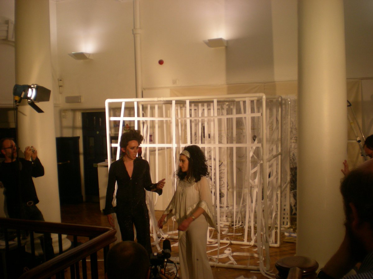 mistersolo's tweet photo. @B0bHardy @alkapranos I found the paper cage I made. Mr Solo and Gretta Sarfaty Leeds University Gallery 2008 #stepout #papercages https://t.co/w0av9F0qCv