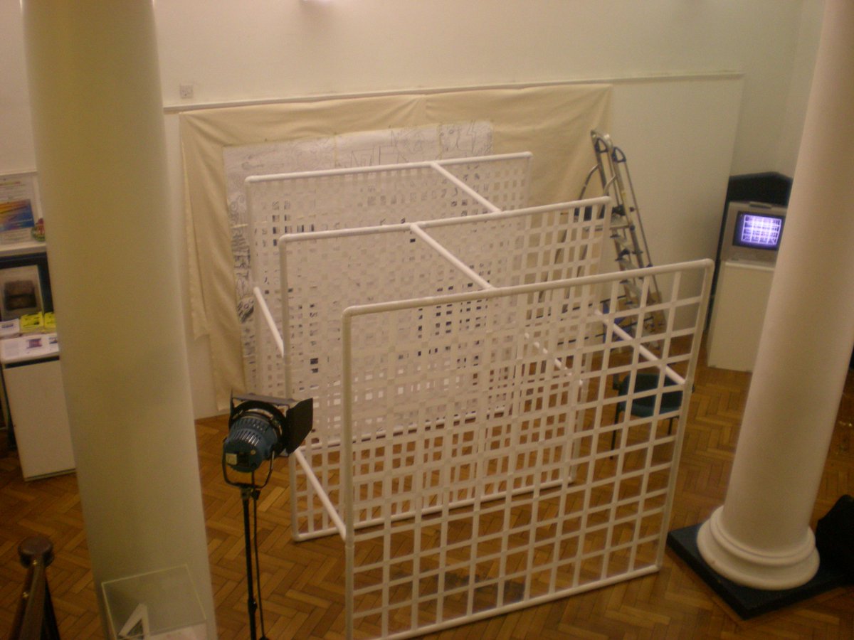 mistersolo's tweet photo. @B0bHardy @alkapranos I found the paper cage I made. Mr Solo and Gretta Sarfaty Leeds University Gallery 2008 #stepout #papercages https://t.co/w0av9F0qCv