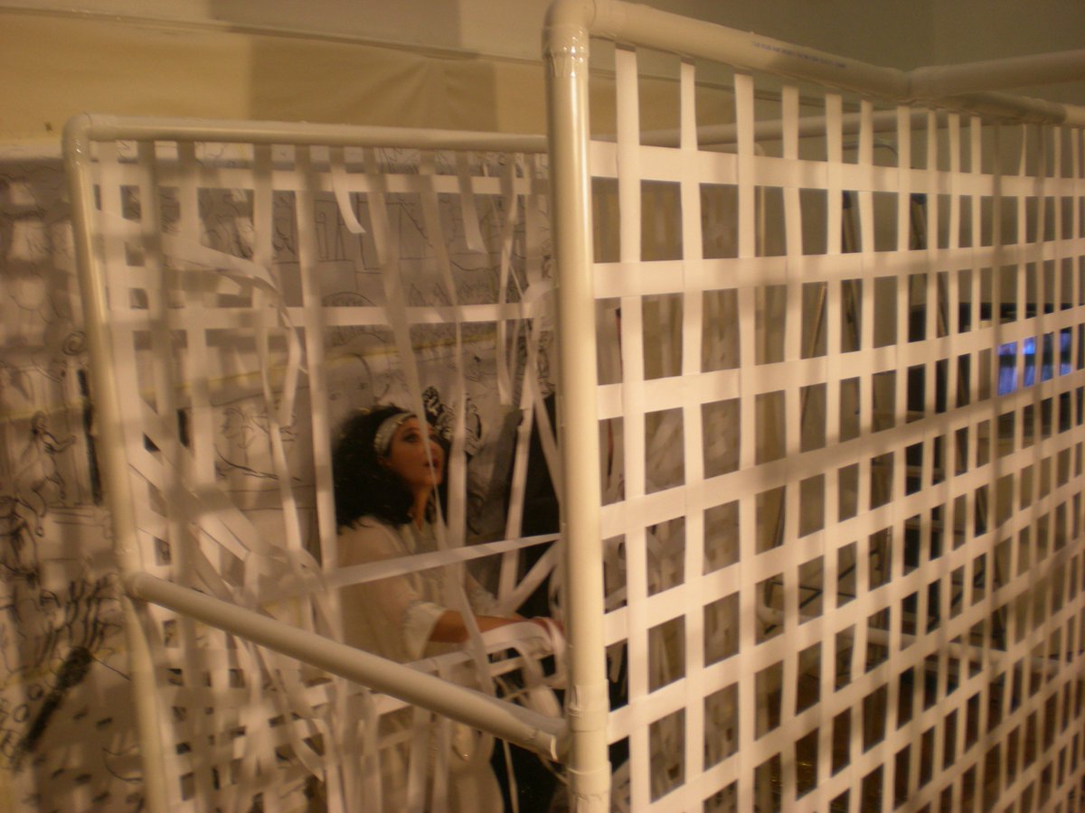 mistersolo's tweet photo. @B0bHardy @alkapranos I found the paper cage I made. Mr Solo and Gretta Sarfaty Leeds University Gallery 2008 #stepout #papercages https://t.co/w0av9F0qCv