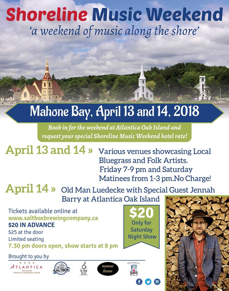 oakislandresort's tweet photo. Shoreline Music Weekend- APR 13-14 🎤
Showcasing local Bluegrass &amp; Folk talent!

Book with us for the weekend for only $89.00 + tax, based on double occupancy!

@halifaxchamber @saltboxbrewery @MateusBistro @chestermun @RebeccasNS @halifaxnoise @SouthShoreConn https://t.co/ETBKaOzNv2